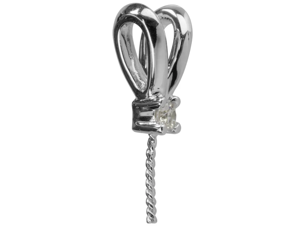Sterling Silver Cubic Zirconia Set Rabbit Bail With Pin