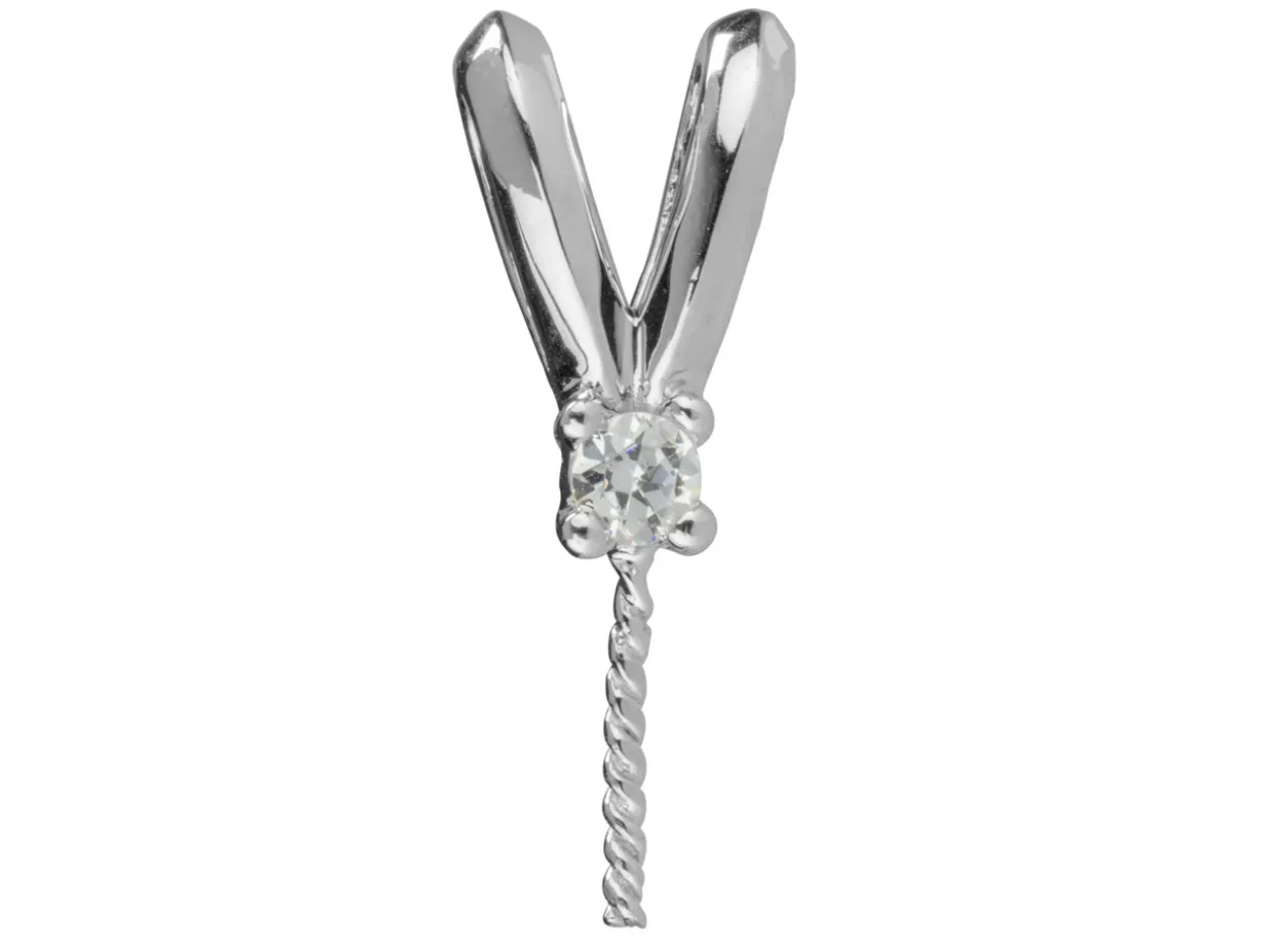 Sterling Silver Cubic Zirconia Set Rabbit Bail With Pin