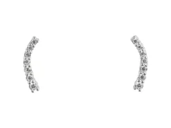 Sterling Silver Cubic Zirconia Bar Design Stud Earrings