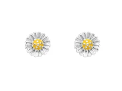 Sterling Silver Daisy Design Stud Earrings
