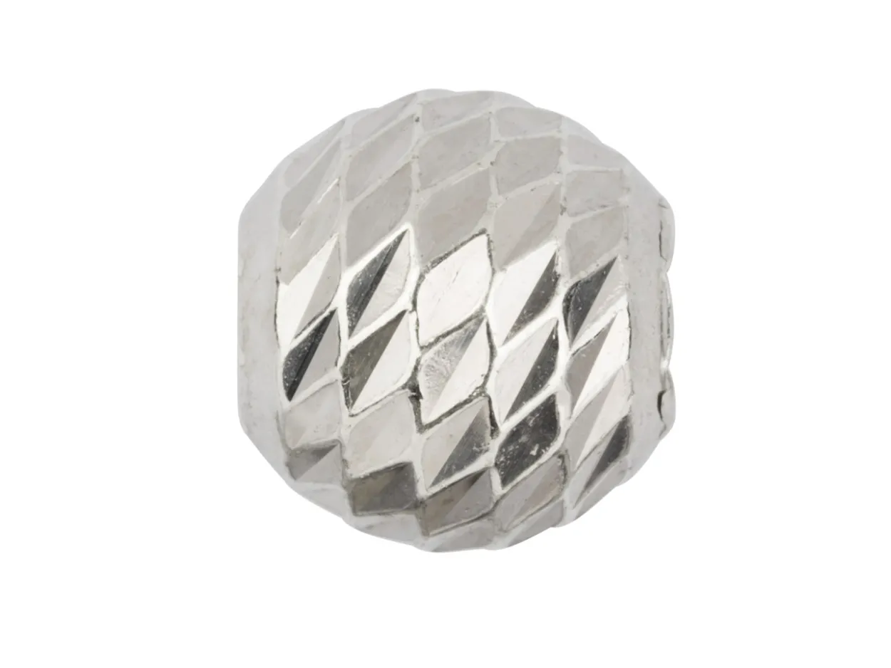 Sterling Silver Diamond Faceted Round Bead 4mm