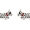 Sterling Silver Dog Design Stud Earrings Set With Cubic Zirconia
