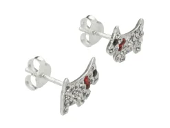 Sterling Silver Dog Design Stud Earrings Set With Cubic Zirconia