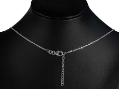 Sterling Silver Double Circle Link Stone Set Necklet 18