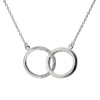 Sterling Silver Double Circle Design Necklet Set With Cubic Zirconia