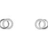 Sterling Silver Double Circle Stud Earrings With Cubic Zirconia