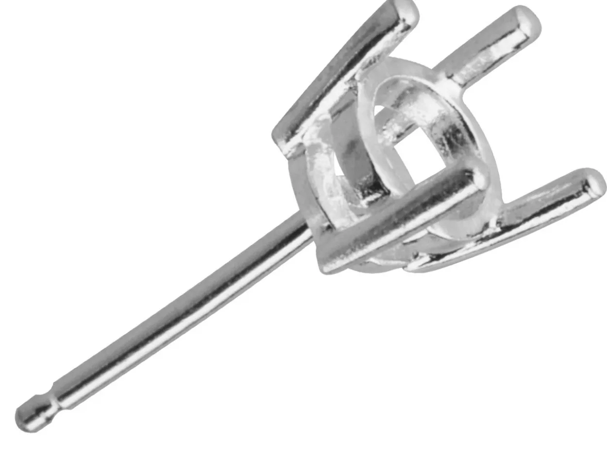 Sterling Silver Double Gallery Ear Stud 25pt, 4 Claw