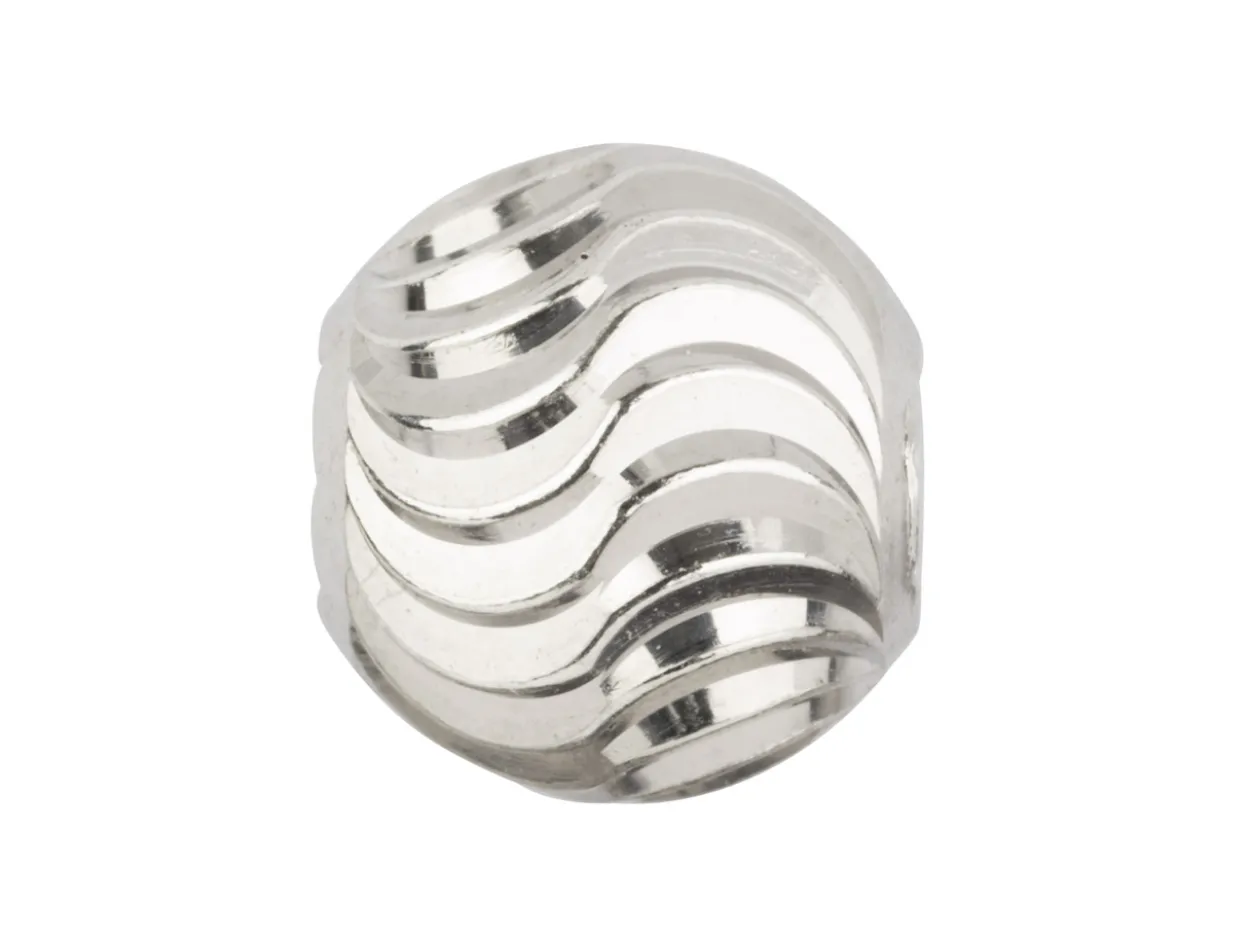 Sterling Silver Double Moon Cut Round 6mm Bead
