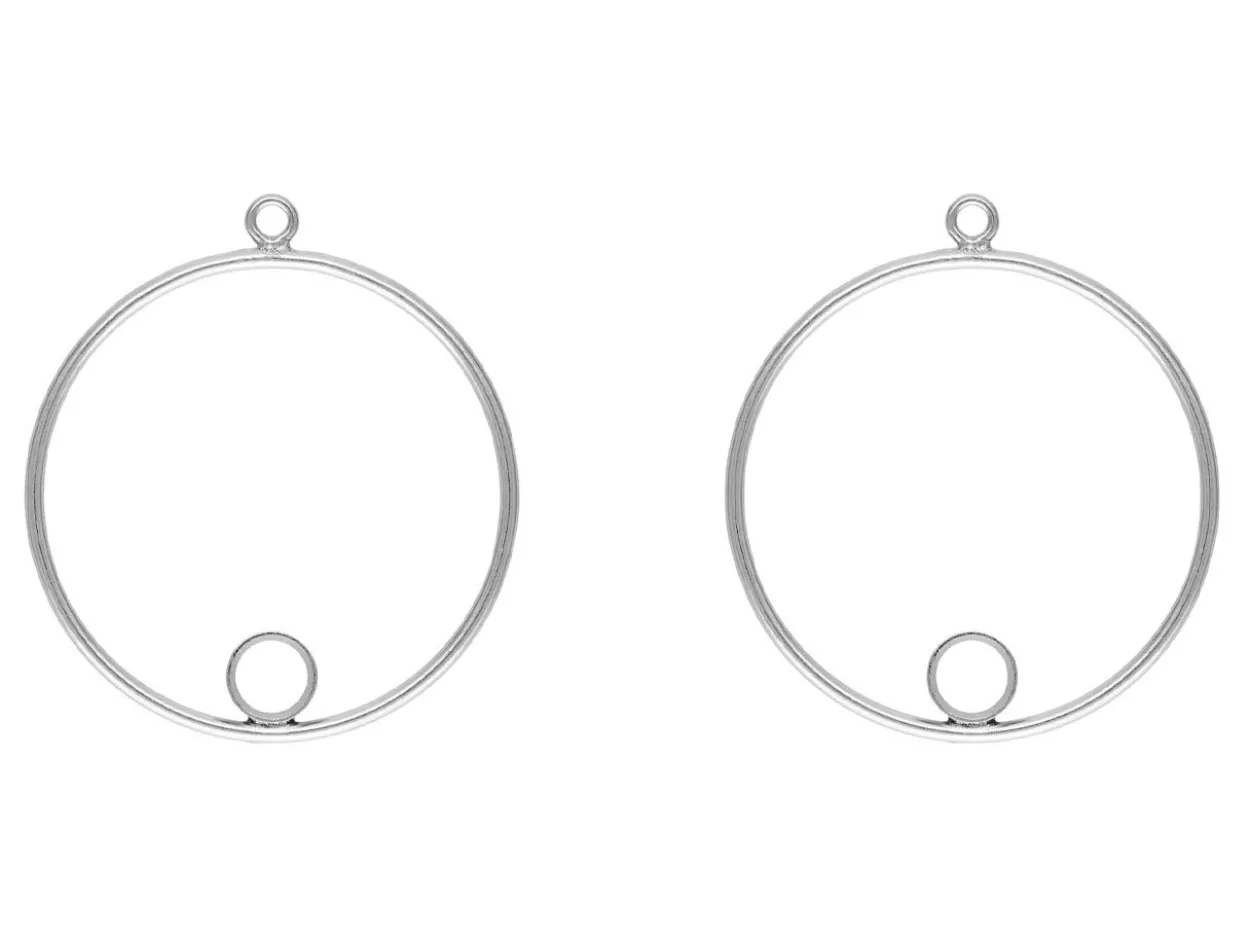 Sterling Silver Drop Round With 4mm Bezel Inside 25mm