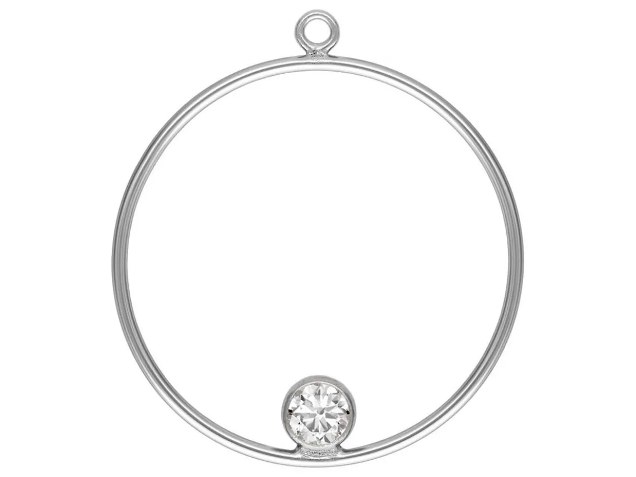 Sterling Silver Drop Round With 4mm Bezel Inside 25mm
