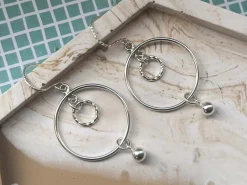 Sterling Silver Drop Round With Closed Jump Ring Inside 20mm