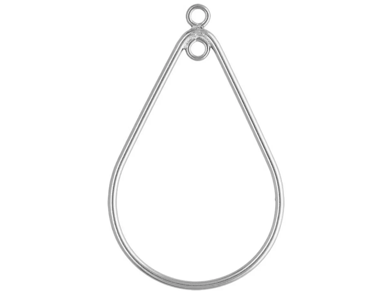 Sterling Silver Drop Teardrop With Closed Jump Ring Inside 29mm X 20mm