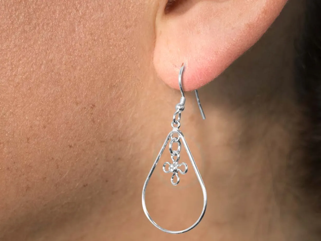 Sterling Silver Drop Teardrop With Closed Jump Ring Inside 29mm X 20mm