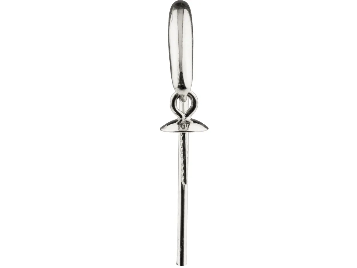Sterling Silver Earring Hook Wire With 4mm Cup Pack of 2