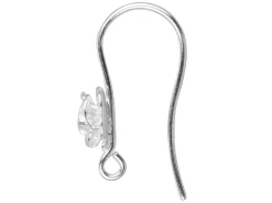 Sterling Silver Earring Hook Wire Pack of 6 With Rose Decoration And Ring For Drop Attachment