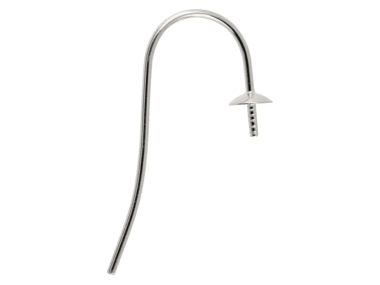 Sterling Silver Earring Hook Wire With 4mm Cup Pack of 2