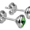 Sterling Silver Earrings August Birthstone 4mm Peridot Crystal