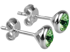 Sterling Silver Earrings August Birthstone 4mm Peridot Crystal