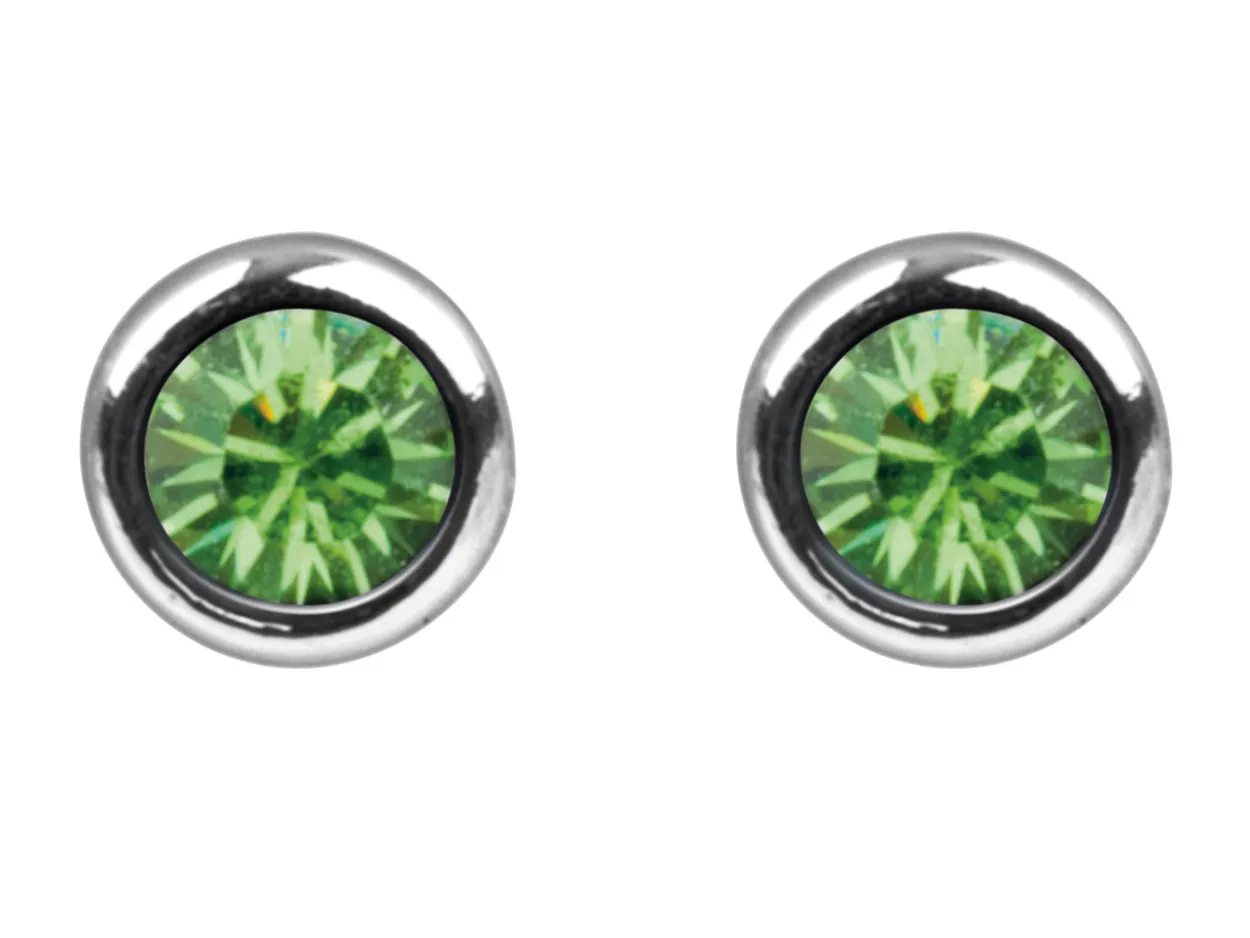 Sterling Silver Earrings August Birthstone 4mm Peridot Crystal