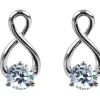 Sterling Silver Earrings Cubic Zirconia Twist