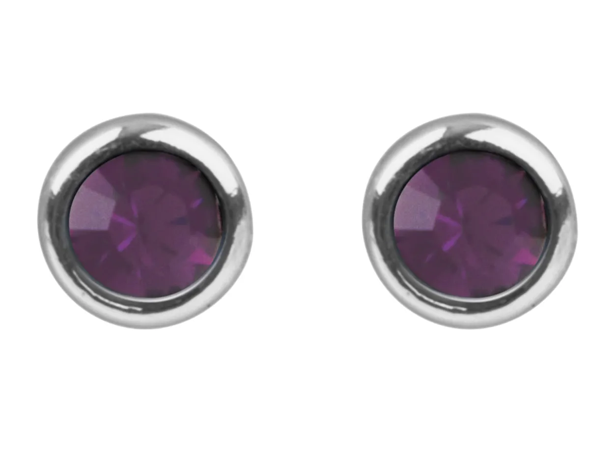 Sterling Silver Earrings February Birthstone 4mm Amethyst Crystal