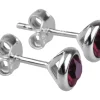 Sterling Silver Earrings July Birthstone 4mm Ruby Crystal