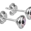 Sterling Silver Earrings June Birthstone 4mm Light Amethyst Crystal