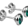 Sterling Silver Earrings May Birthstone 4mm Emerald Crystal