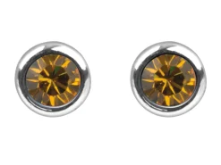 Sterling Silver Earrings November Birthstone 4mm Topaz Crystal