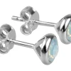 Sterling Silver Earrings October Birthstone 4mm White Opal Crystal