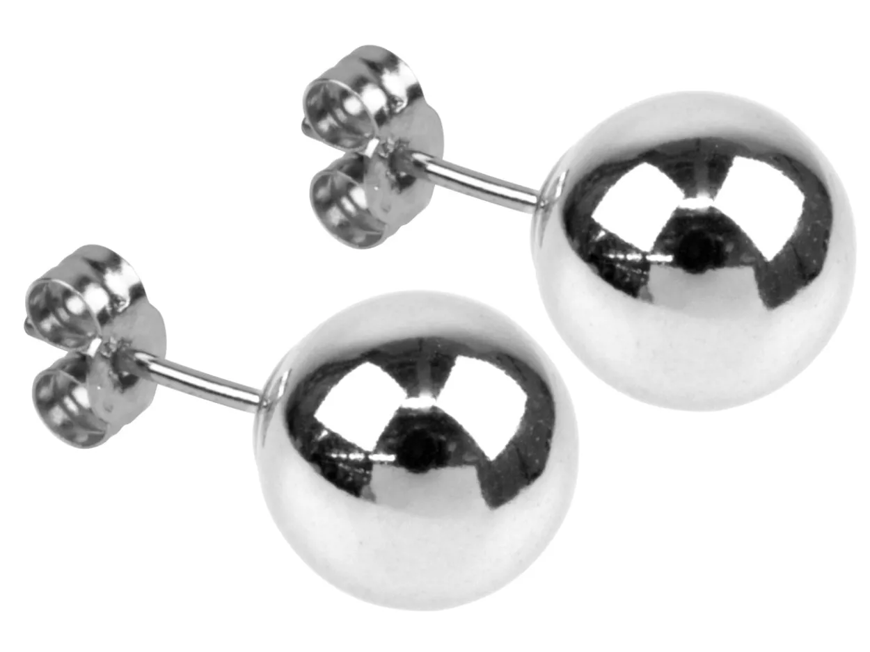 Sterling Silver Earrings Pair 6mm Ball Stud Earrings With Scroll