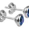 Sterling Silver Earrings September Birthstone 4mm Sapphire Crystal