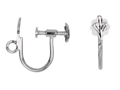 Sterling Silver Ear Screw For Drops, Pair, With Fleur De Lys Decoration,
