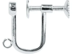 Sterling Silver Ear Screw With Drop Fitting, For Non-pierced Ear, 3mm Flat Stud With Open Ring, Sold Individually