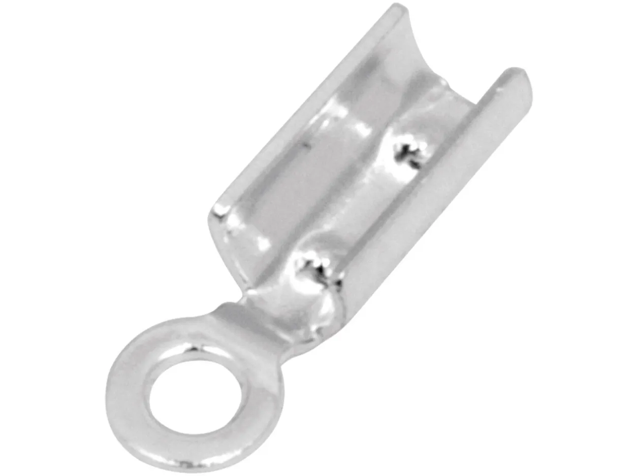 Sterling Silver End Caps 2mm Pack of 10 Fold Over Cap For Cord/leather