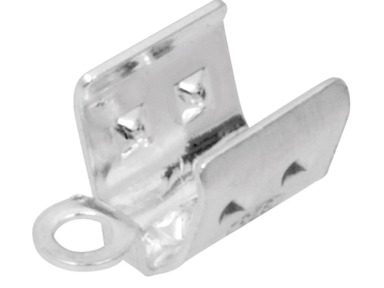 Sterling Silver End Caps 4mm Pack of 10 Fold Over Cap For Cord/leather