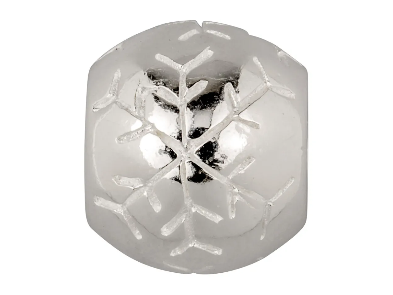 Sterling Silver Engraved Snowflake Charm Bead