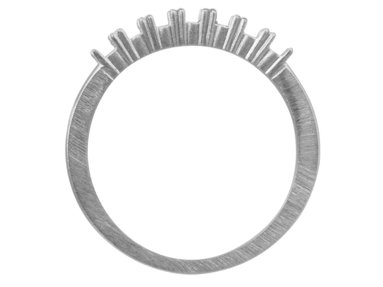 Sterling Silver 1/2 Eternity Ring 7 Stone Hallmarked Stone Size 2.5mm Round Size P