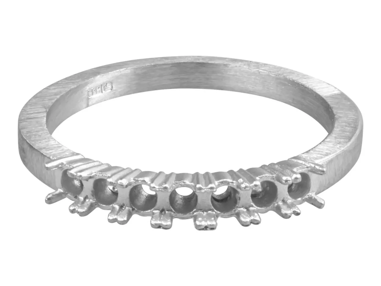 Sterling Silver 1/2 Eternity Ring 7 Stone Hallmarked Stone Size 2.5mm Round Size P