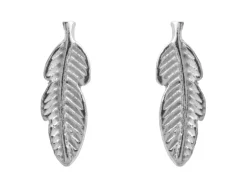 Sterling Silver Feather Design Stud Earrings