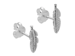 Sterling Silver Feather Design Stud Earrings