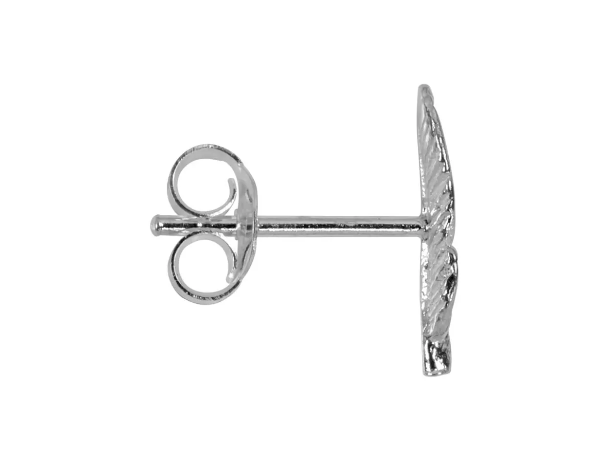 Sterling Silver Feather Design Stud Earrings