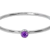 Sterling Silver February Birthstone Stacking Ring 2mm Amethyst Cubic Zirconia