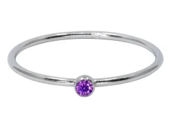 Sterling Silver February Birthstone Stacking Ring 2mm Amethyst Cubic Zirconia