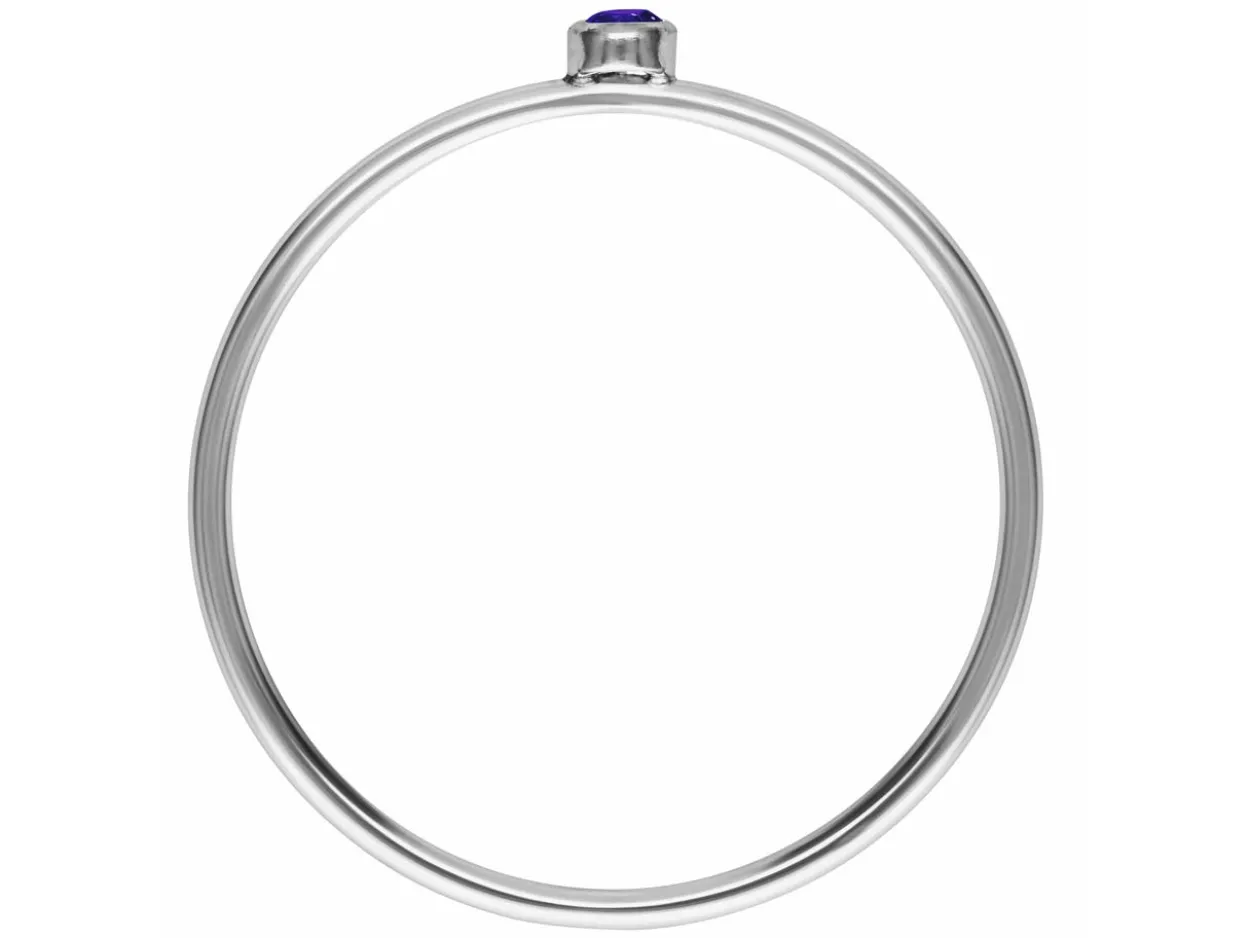 Sterling Silver February Birthstone Stacking Ring 2mm Amethyst Cubic Zirconia