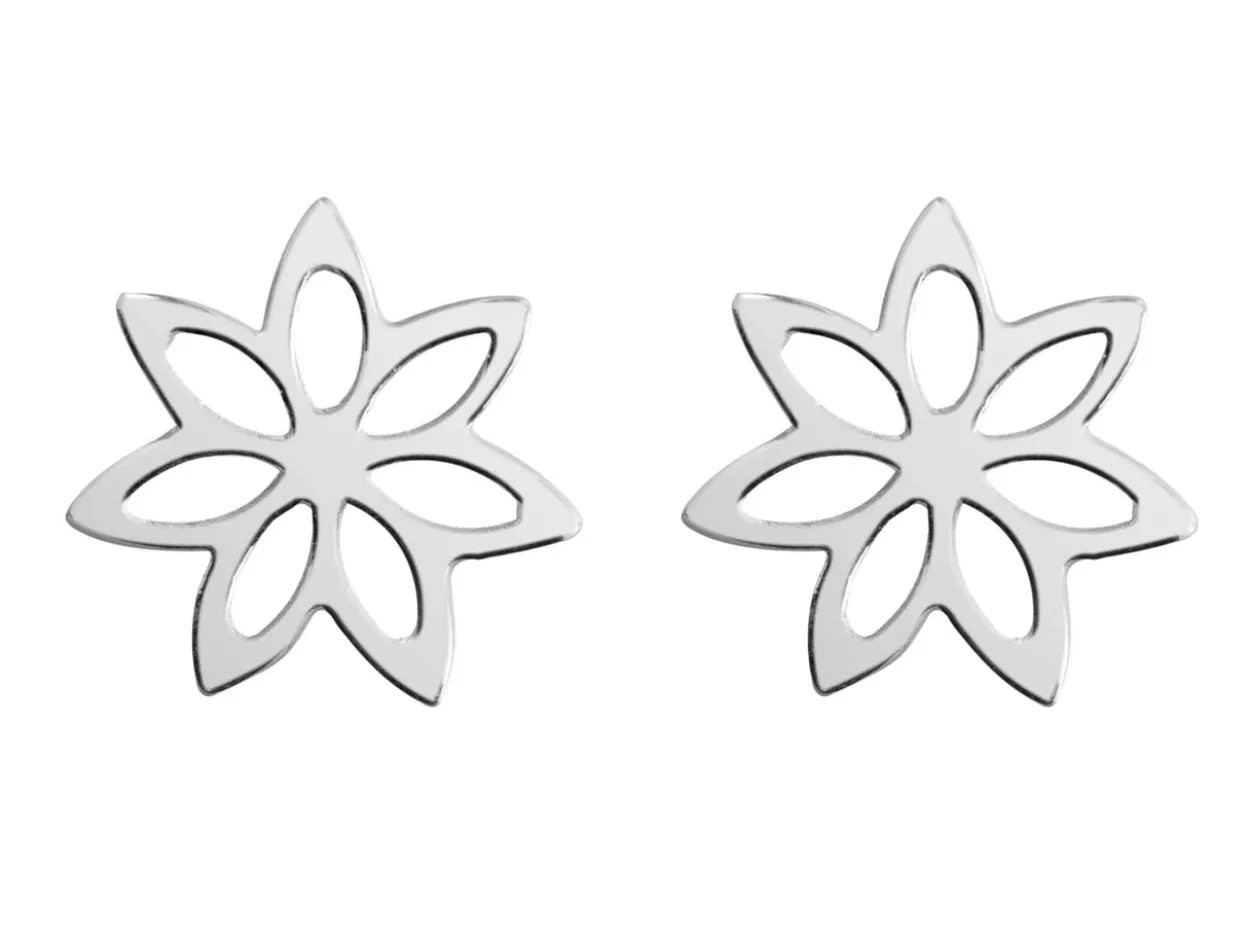 Sterling Silver Flower Design Stud Earrings
