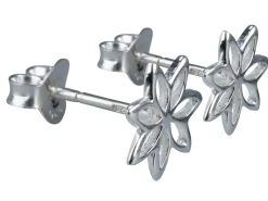 Sterling Silver Flower Design Stud Earrings