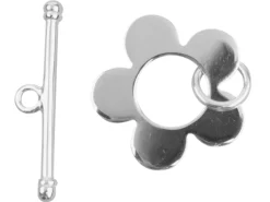 Sterling Silver Flower Ring And Bar Clasp 23mm Bar, 20mm Ring