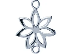 Sterling Silver Flower Spacer, 17.0mm X 12.0mm X 0.8mmm Pack of 5