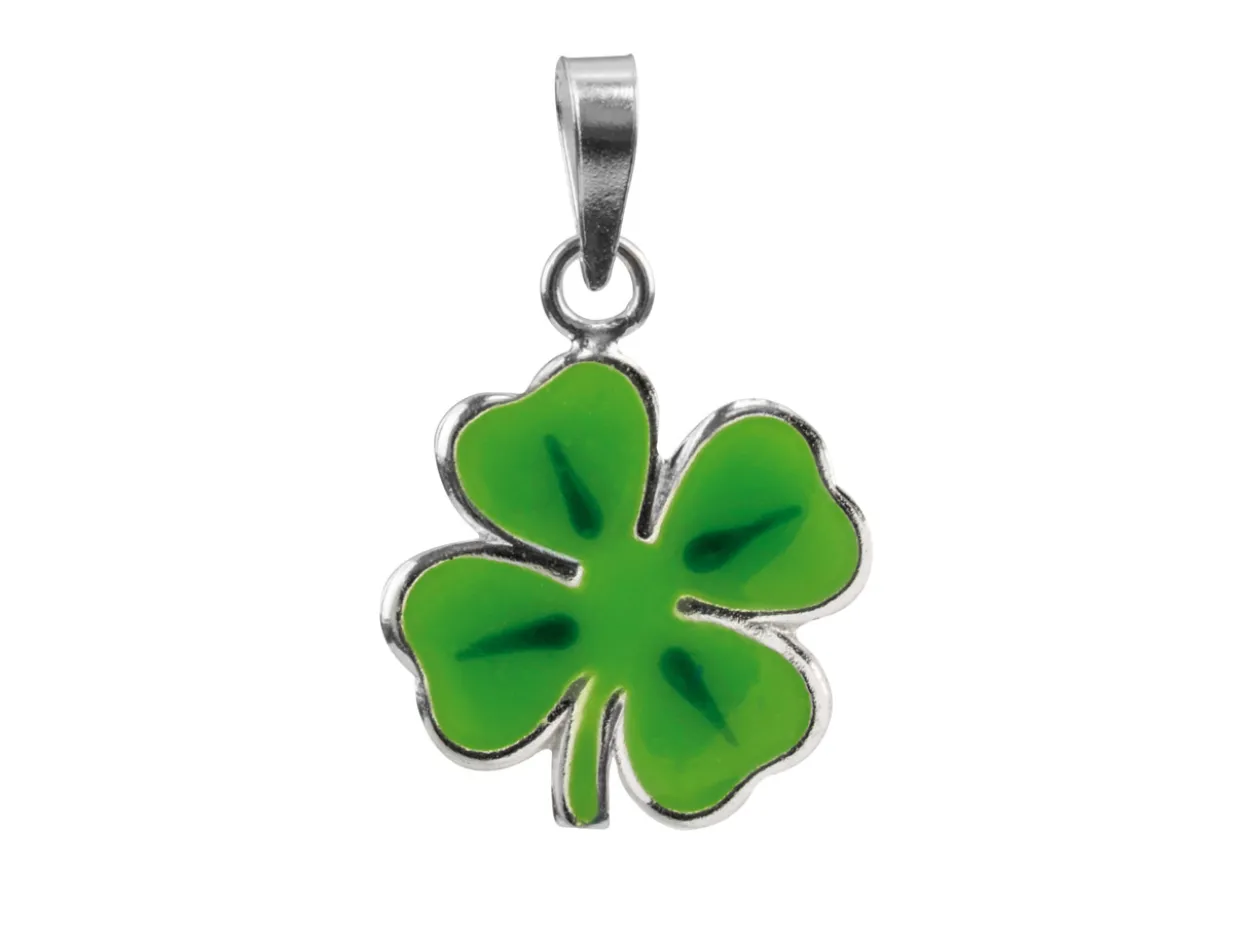 Sterling Silver Four Leaf Clover Enamel Pendant